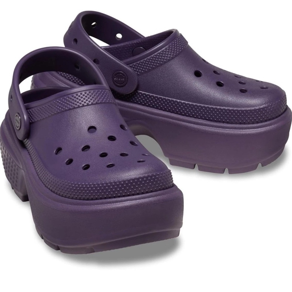 CROCS Purple Platform Shoes with Elevated Sole